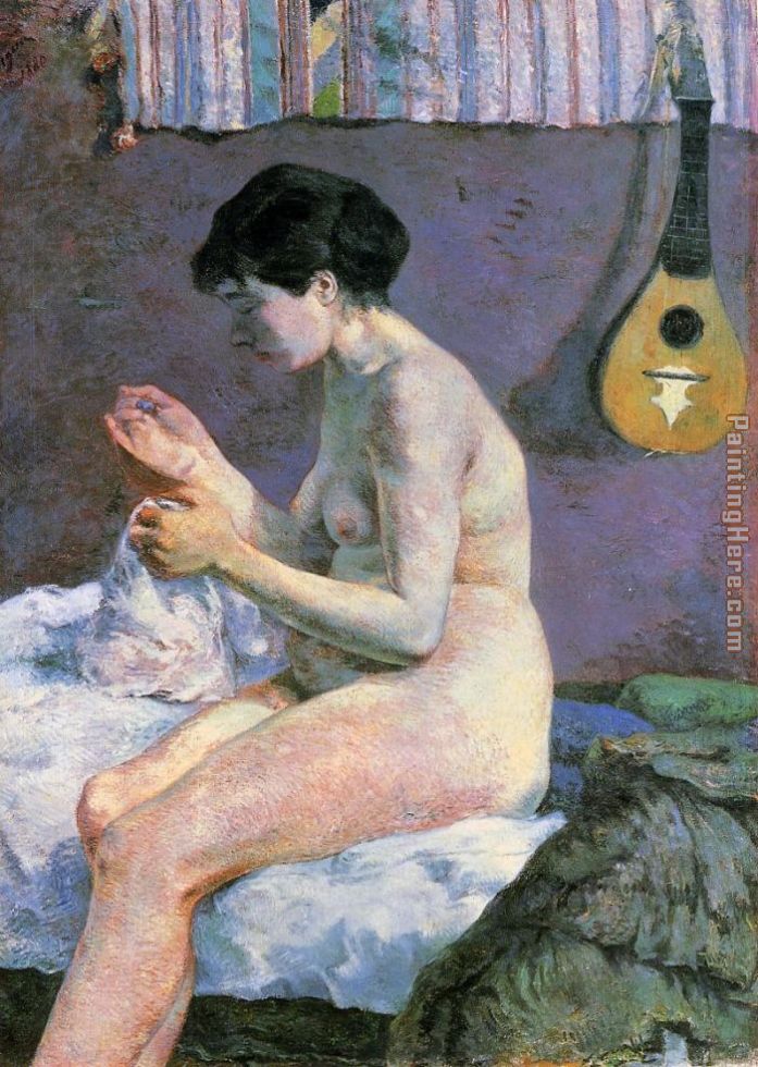 Study of a Nude Suzanne Sewing painting - Paul Gauguin Study of a Nude Suzanne Sewing art painting
